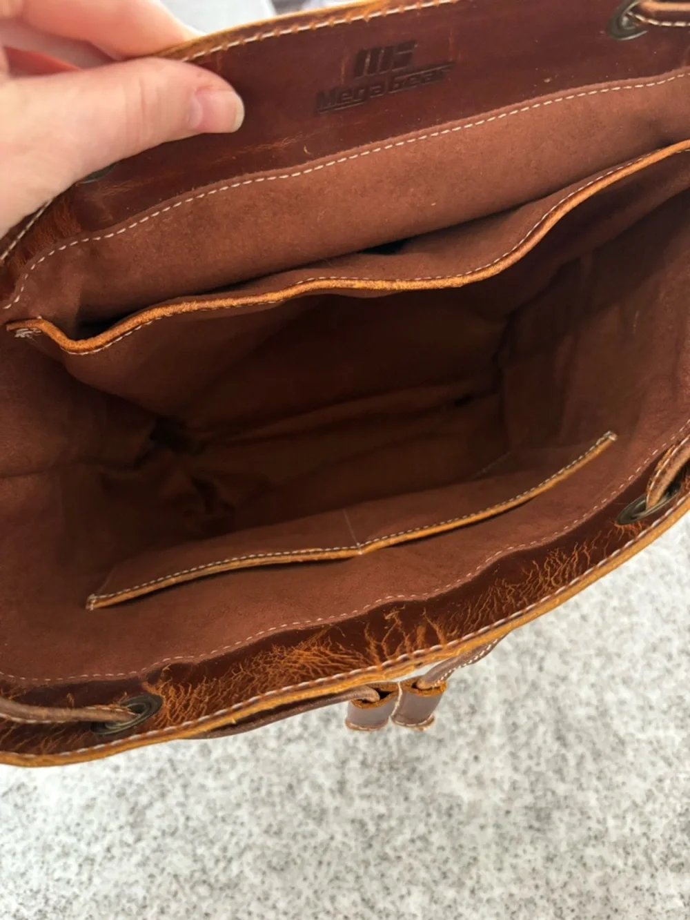 Mega Gear Valley backpack cowhide leather laptop bag handcrafted distressed